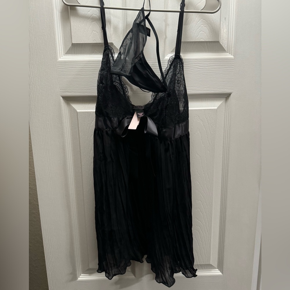 🖤🔥 NWT VICTORIA’S SECRET LINGERIE SET WITH G STRING THONG BLACK WITH BOW XXL